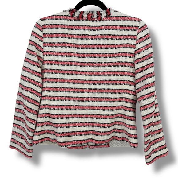 Talbots Tweed Striped Zip Front Blazer Jacket Womens Petite Size 4 Striped - Picture 5 of 6